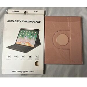 Pink Wireless Keyboard Case for iPad 10th Gen 10.9 Inch 360 Rotating Folio Cover